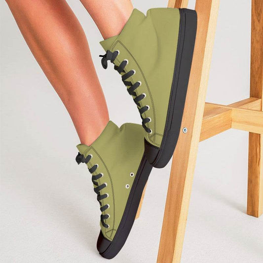 Medium Muted Yellow Women's High-Top Canvas Sneakers (LY2-MU-ME) - Woman CloseUp