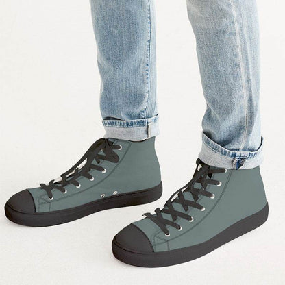 Medium Neutral Blue-Green Men's High-Top Canvas Sneakers (CBG2-NE-ME) - Man CloseUp