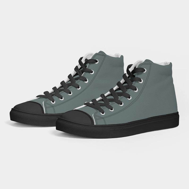 Medium Neutral Blue-Green Men's High-Top Canvas Sneakers (CBG2-NE-ME) - Side 3
