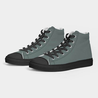 Medium Neutral Blue-Green Men's High-Top Canvas Sneakers (CBG2-NE-ME) - Side 3