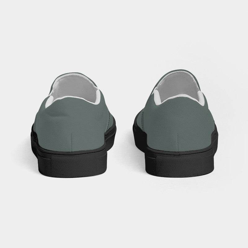Medium Neutral Blue-Green Men's Slip-On Canvas Sneakers (BG-NE-ME) - Back
