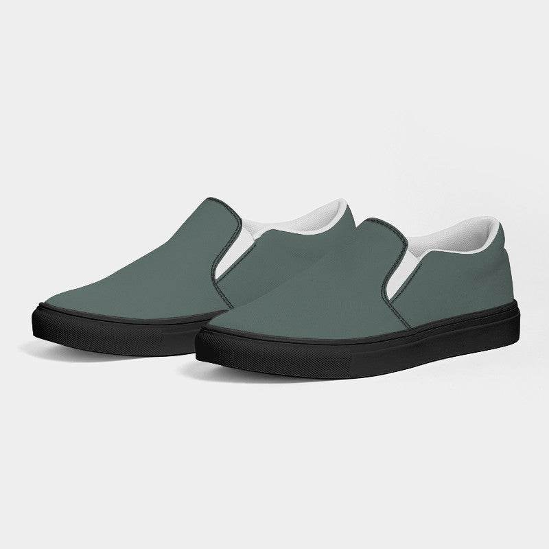 Medium Neutral Blue-Green Men's Slip-On Canvas Sneakers (BG-NE-ME) - Side 3