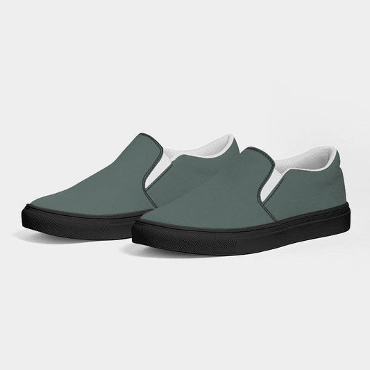Medium Neutral Blue-Green Men's Slip-On Canvas Sneakers (BG-NE-ME) - Side 3