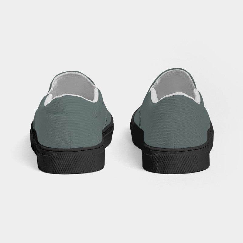 Medium Neutral Blue-Green Men's Slip-On Canvas Sneakers (CBG2-NE-ME) - Back