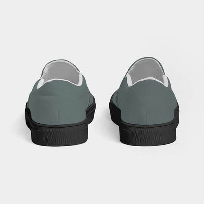 Medium Neutral Blue-Green Men's Slip-On Canvas Sneakers (CBG2-NE-ME) - Back