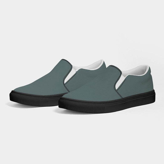 Medium Neutral Blue-Green Men's Slip-On Canvas Sneakers (CBG2-NE-ME) - Side 3