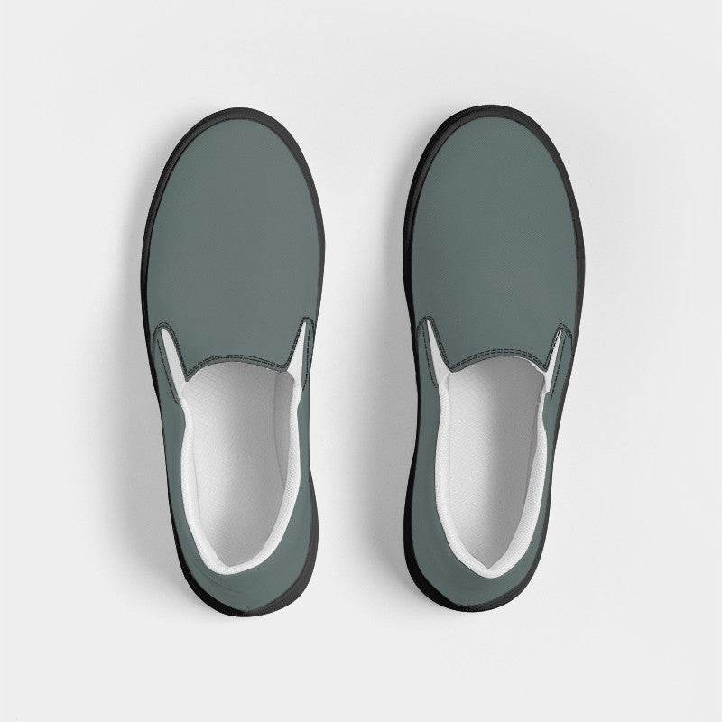 Medium Neutral Blue-Green Men's Slip-On Canvas Sneakers (CBG2-NE-ME) - Top