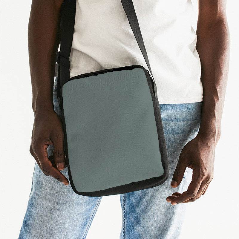Medium Neutral Blue-Green Messenger Pouch (BG-NE-ME) - Man Front CloseUp