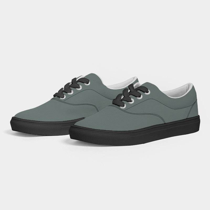 Medium Neutral Blue-Green Women's Canvas Sneakers (BG-NE-ME) - Side 3