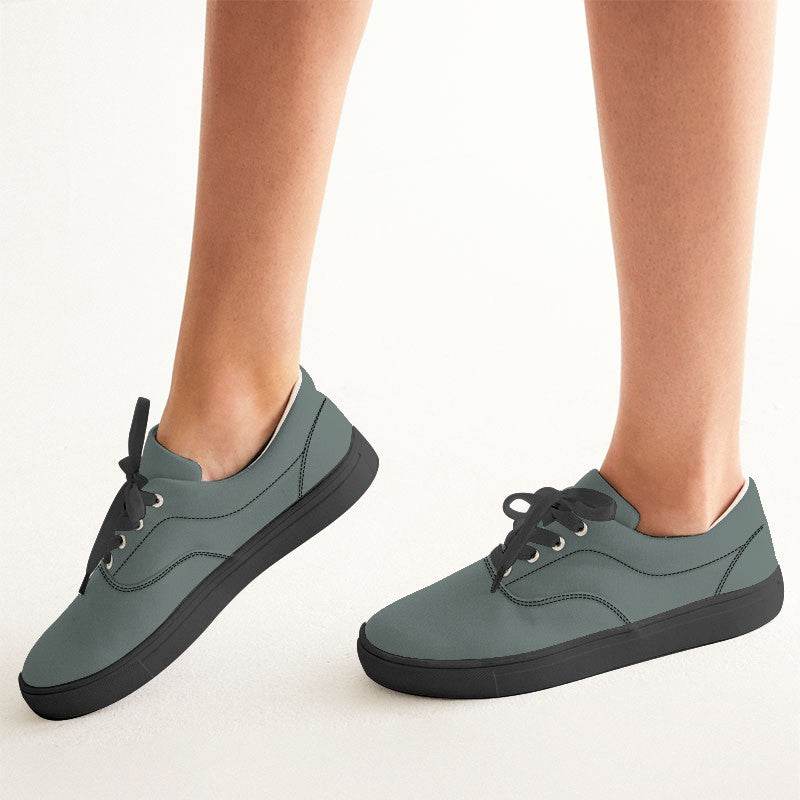 Medium Neutral Blue-Green Women's Canvas Sneakers (BG-NE-ME) - Woman CloseUp