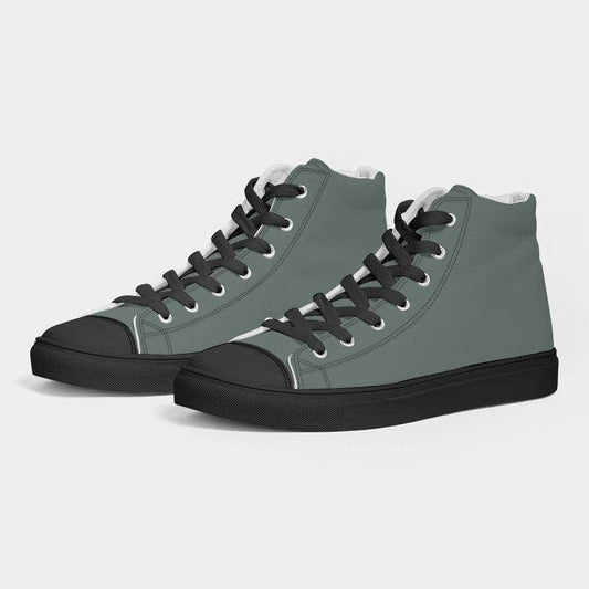 Medium Neutral Blue-Green Women's High-Top Canvas Sneakers (BG-NE-ME) - Side 3