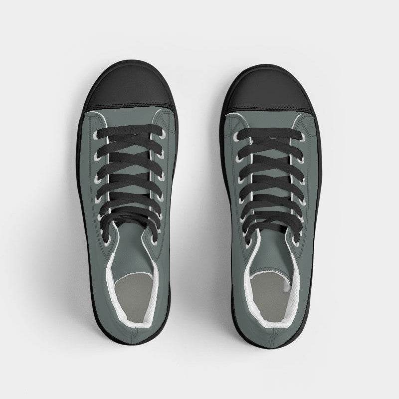 Medium Neutral Blue-Green Women's High-Top Canvas Sneakers (BG-NE-ME) - Top