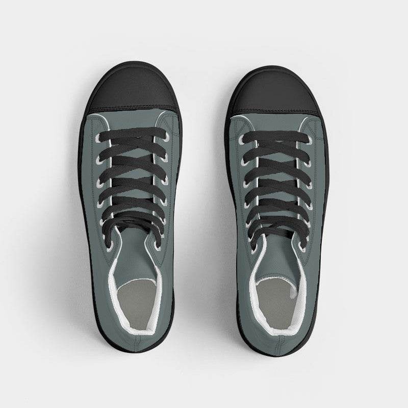 Medium Neutral Blue-Green Women's High-Top Canvas Sneakers (CBG2-NE-ME) - Top