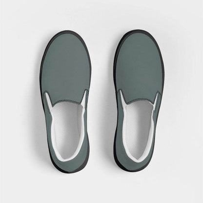Medium Neutral Blue-Green Women's Slip-On Canvas Sneakers (CBG2-NE-ME) - Top