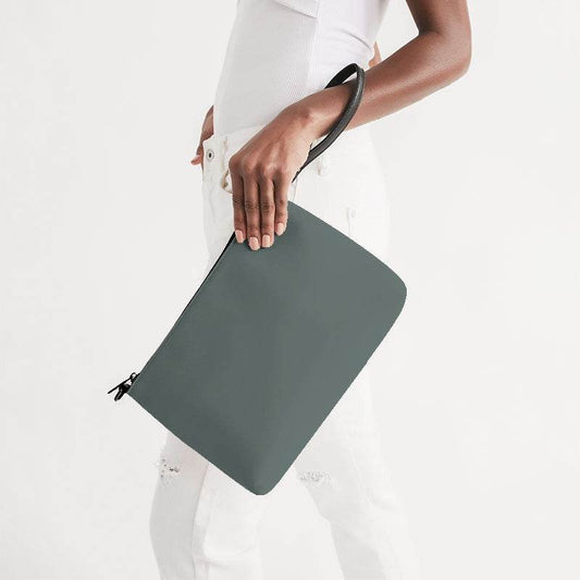 Medium Neutral Blue-Green Zip Pouch (BG-NE-ME) - Side Holding