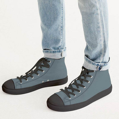 Medium Neutral Cyan Men's High-Top Canvas Sneakers (BC2-NE-ME) - Man CloseUp
