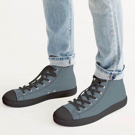 Medium Neutral Cyan Men's High-Top Canvas Sneakers (BC2-NE-ME) - Man CloseUp