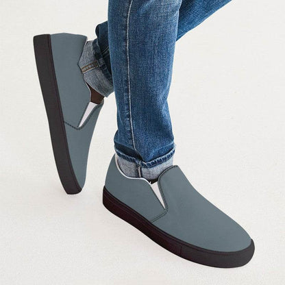 Medium Neutral Cyan Men's Slip-On Canvas Sneakers (BC2-NE-ME) - Man CloseUp