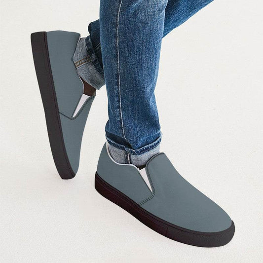 Medium Neutral Cyan Men's Slip-On Canvas Sneakers (BC2-NE-ME) - Man CloseUp