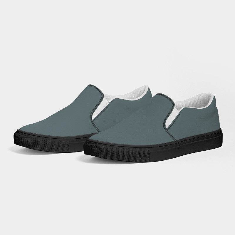Medium Neutral Cyan Men's Slip-On Canvas Sneakers (C-NE-ME) - Side 3