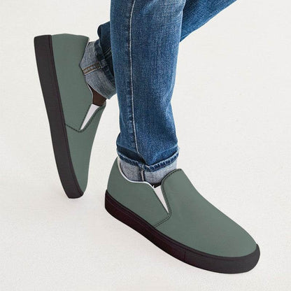 Medium Neutral Green Men's Slip-On Canvas Sneakers (BGG2-NE-ME) - Man CloseUp