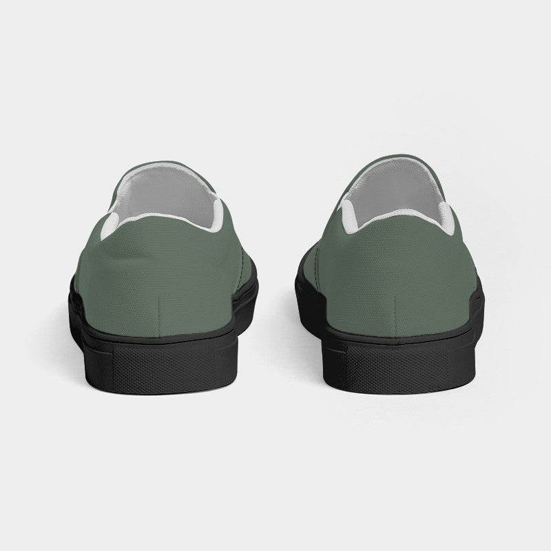 Medium Neutral Green Men's Slip-On Canvas Sneakers (G-NE-ME) - Back