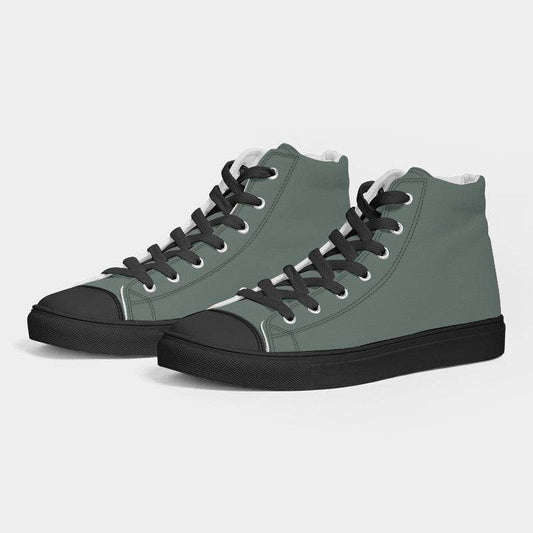 Medium Neutral Green Women's High-Top Canvas Sneakers (BGG2-NE-ME) - Side 3