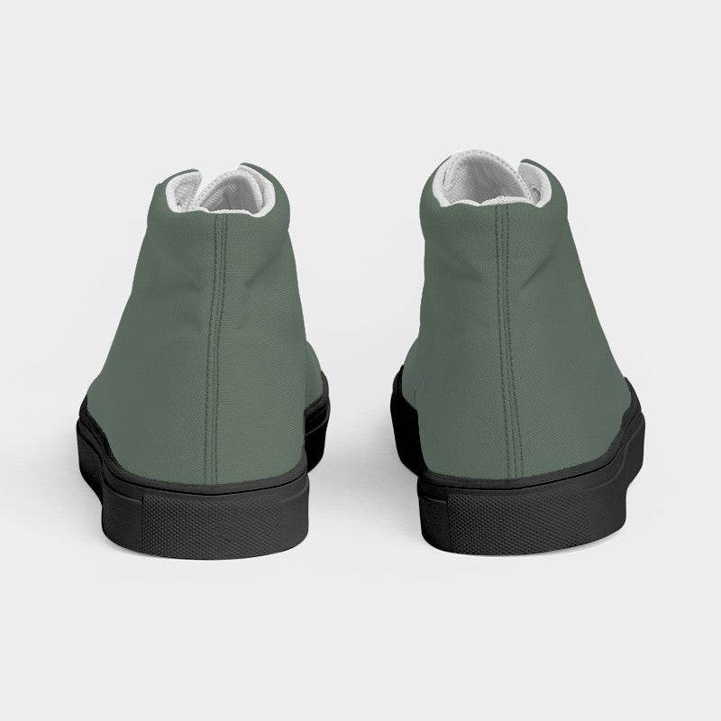 Medium Neutral Green Women's High-Top Canvas Sneakers (G-NE-ME) - Back