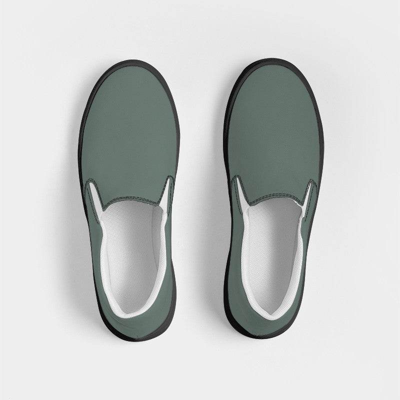Medium Neutral Green Women's Slip-On Canvas Sneakers (BGG2-NE-ME) - Top