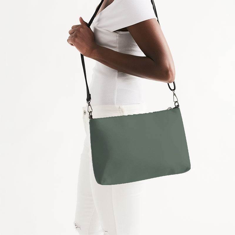 Medium Neutral Green Zip Pouch (G-NE-ME) - Side CloseUp