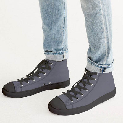 Medium Neutral Indigo Men's High-Top Canvas Sneakers (PUI2-NE-ME) - Man CloseUp