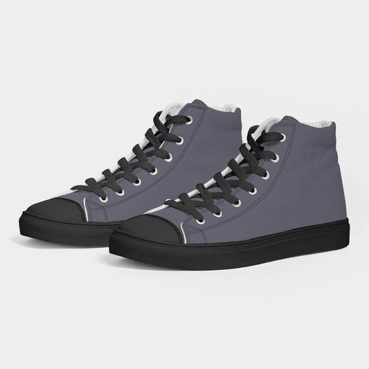 Medium Neutral Indigo Women's High-Top Canvas Sneakers (PUI2-NE-ME) - Side 3