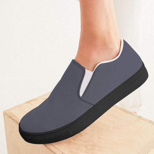 Medium Neutral Indigo Women's Slip-On Canvas Sneakers (PUI2-NE-ME) - Woman CloseUp