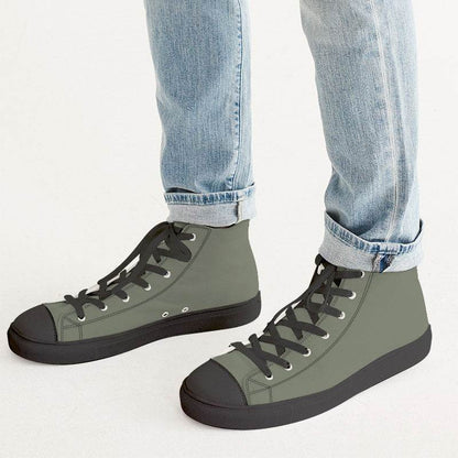 Medium Neutral Lime Men's High-Top Canvas Sneakers (L-NE-ME) - Man CloseUp