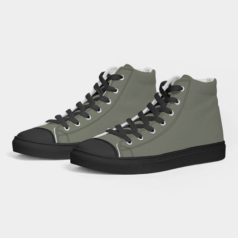 Medium Neutral Lime Men's High-Top Canvas Sneakers (L-NE-ME) - Side 3