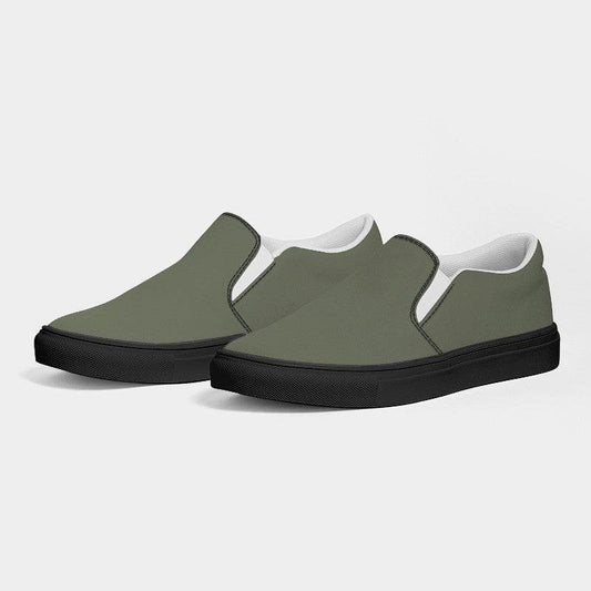 Medium Neutral Lime Men's Slip-On Canvas Sneakers (L-NE-ME) - Side 3