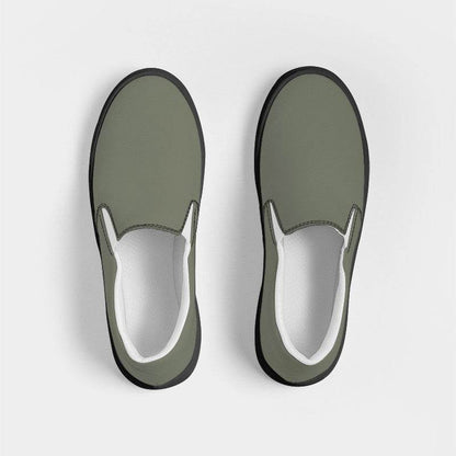 Medium Neutral Lime Men's Slip-On Canvas Sneakers (L-NE-ME) - Top