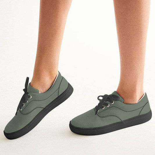 Medium Neutral Lime Women's Canvas Sneakers (GL2-NE-ME) - Woman CloseUp