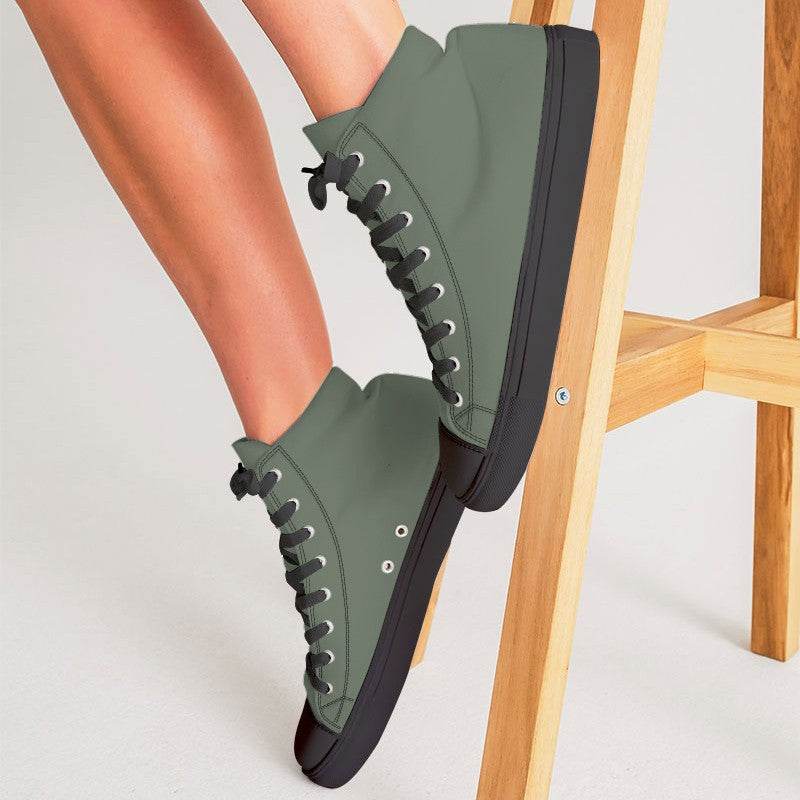Medium Neutral Lime Women's High-Top Canvas Sneakers (GL2-NE-ME) - Woman CloseUp