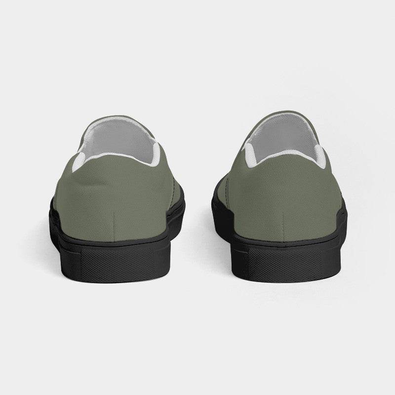 Medium Neutral Lime Women's Slip-On Canvas Sneakers (L-NE-ME) - Back
