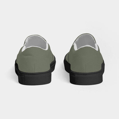 Medium Neutral Lime Women's Slip-On Canvas Sneakers (L-NE-ME) - Back