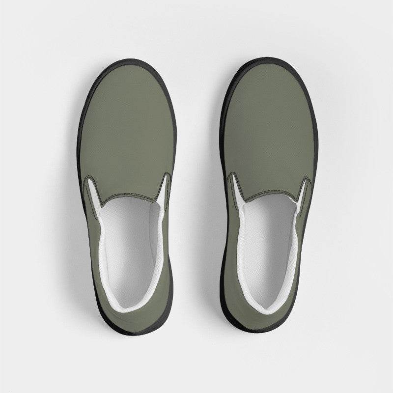 Medium Neutral Lime Women's Slip-On Canvas Sneakers (L-NE-ME) - Top