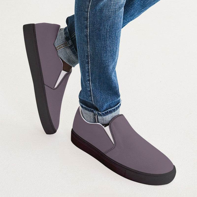 Medium Neutral Magenta Men's Slip-On Canvas Sneakers (M-NE-ME) - Man CloseUp