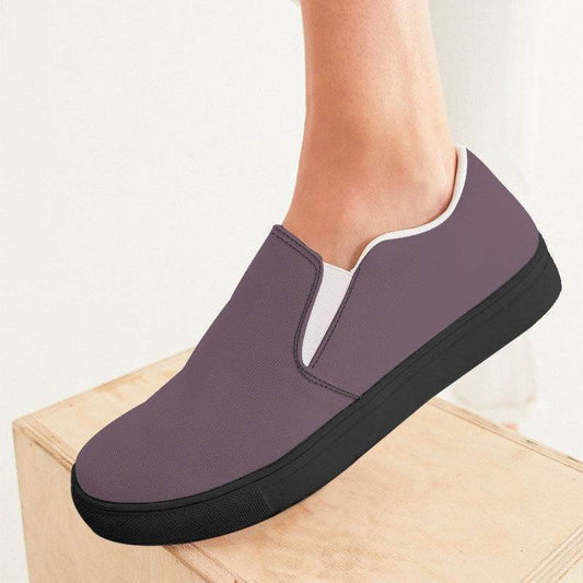 Medium Neutral Magenta Women's Slip-On Canvas Sneakers (PIM2-NE-ME) - Woman CloseUp