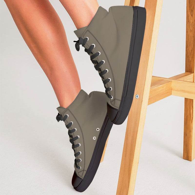 Medium Neutral Orange Women's High-Top Canvas Sneakers (YO2-NE-ME) - Woman CloseUp
