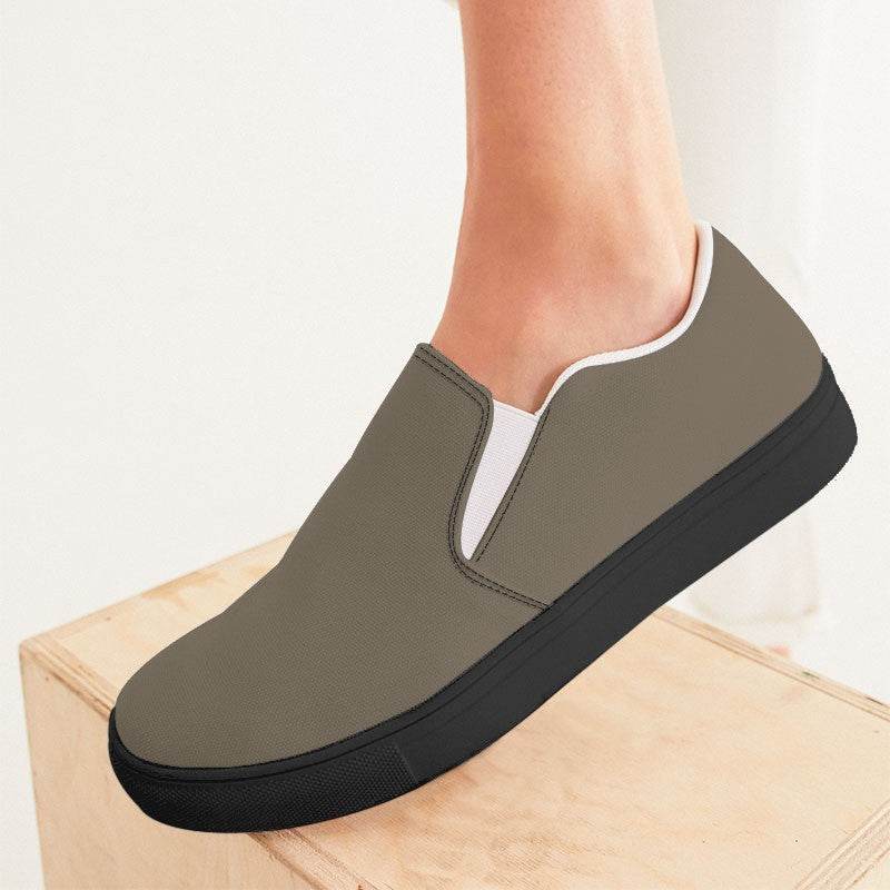 Medium Neutral Orange Women's Slip-On Canvas Sneakers (YO2-NE-ME) - Woman CloseUp