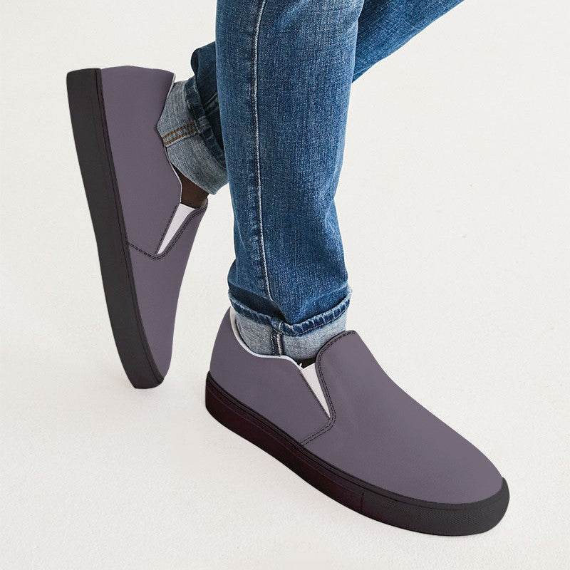 Medium Neutral Purple Men's Slip-On Canvas Sneakers (MPU2-NE-ME) - Man CloseUp