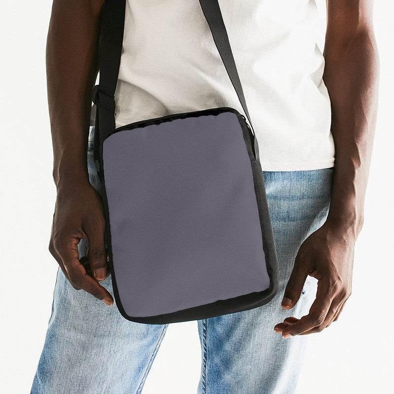 Medium Neutral Purple Messenger Pouch (PU-NE-ME) - Man Front CloseUp
