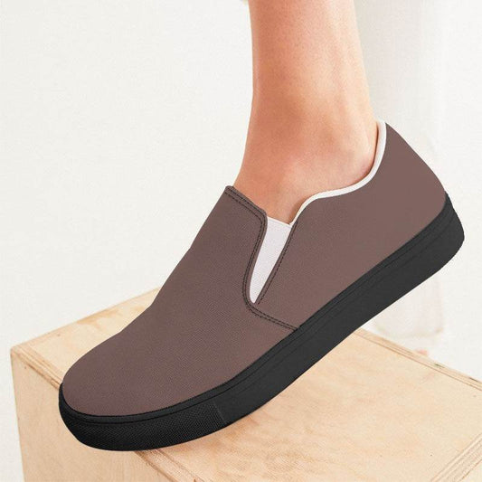 Medium Neutral Red Women's Slip-On Canvas Sneakers (R-NE-ME) - Woman CloseUp