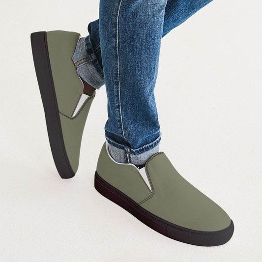 Medium Neutral Yellow Men's Slip-On Canvas Sneakers (LY2-NE-ME) - Man CloseUp